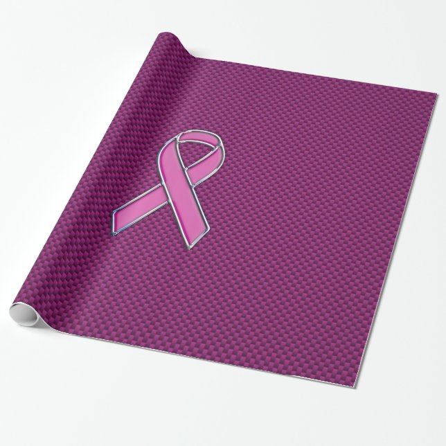 Papel De Regalo Conciencia sobre la cinta rosa Fuchsia Carbon Fibr (Desenrollado)