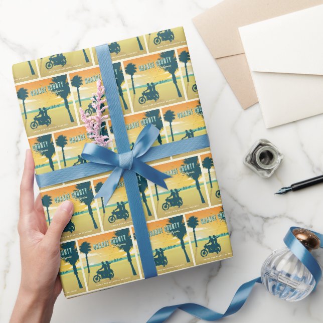 Papel De Regalo Condado de naranja, playas de California (Regalar)