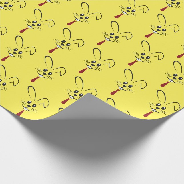 Papel De Regalo conejito con corbata en amarillo (Esquina)