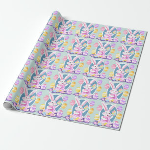 Papel De Regalo conejito con huevos de Pascua