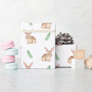 Papel De Regalo Conejito de Acuarela con Vegetación