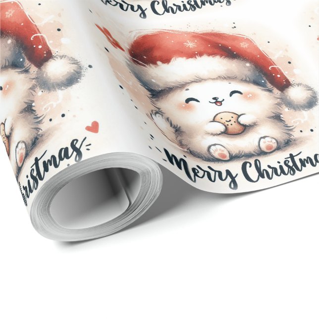 Papel De Regalo Conejito de Navidades esponjosos (Esquina del rollo)