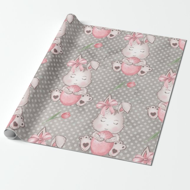 Papel De Regalo Conejito de Pascua adorable (Desenrollado)