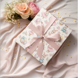 Papel De Regalo Conejito de Pascua Floral Patrón - Primavera Paste
