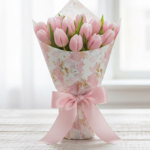 Papel De Regalo Conejito de Pascua lindo   Agua rosa pastel de pri