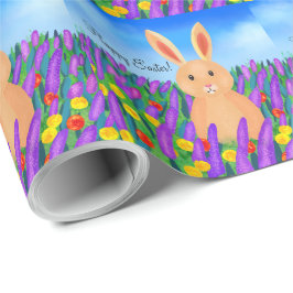 Papel De Regalo Conejito de Pascua lindo en las flores personaliza