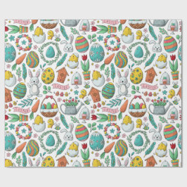 Papel De Regalo Conejito de Pascua Patrón de primavera huevos colo