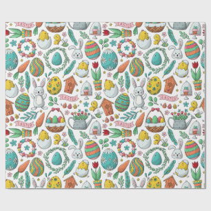Papel De Regalo Conejito de Pascua Patrón de primavera huevos colo