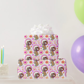 Papel De Regalo Conejito Espumoso En Naranja Y Rosa