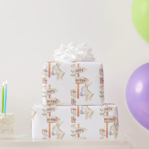 Papel De Regalo Conejito lindo y huevo Feliz Pascua