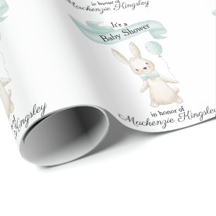 Papel De Regalo Conejito relleno lindo con Baby Shower en globo Ve