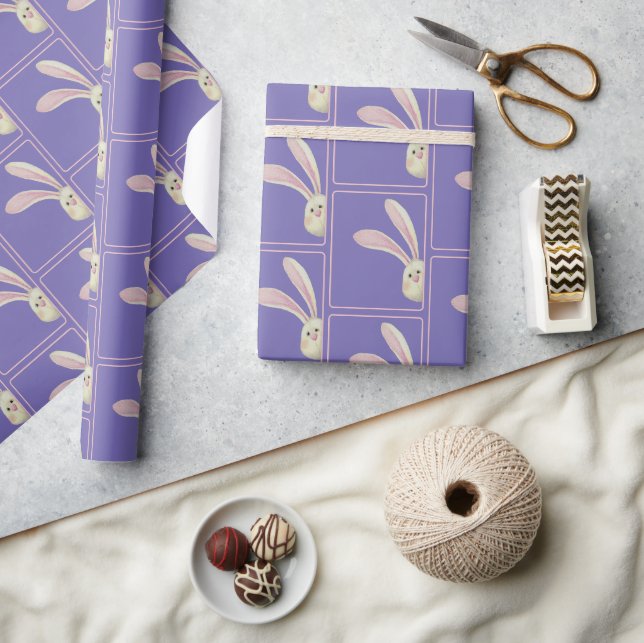 Papel De Regalo Conejitos de Pascua en morado  (Artesanía)