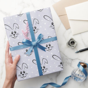 Papel De Regalo Conejitos Lindos Sobre Lunares
