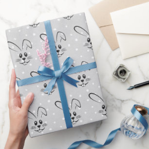 Papel De Regalo Conejitos Lindos Sobre Lunares