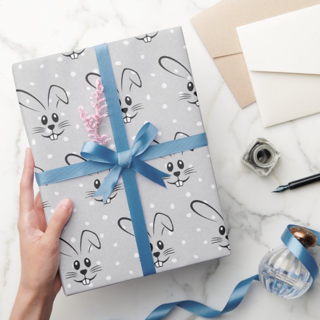 Papel De Regalo Conejitos Lindos Sobre Lunares (Regalar)