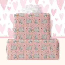 Papel De Regalo Conejitos rosados de Pascua para primavera