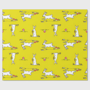 Papel De Regalo Conejitos sobre fondo amarillo