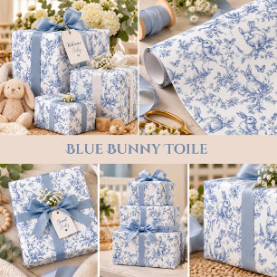 Papel De Regalo Conejo Azul Bunny Fiesta de Bebé Vintage