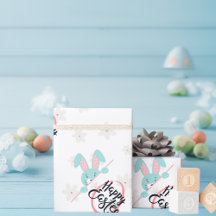 Papel de regalo conejo azul Pascua