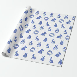 Papel De Regalo Conejo azul y salvaje Isla de Conejos Tiss