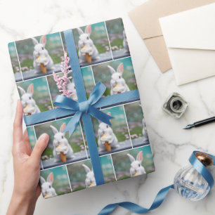 Papel De Regalo Conejo Blanco Comer Un Cono De Helado