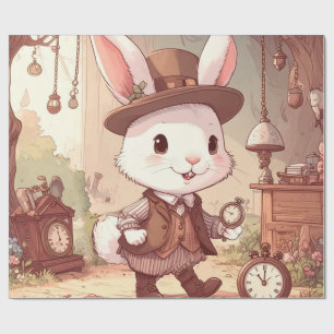Papel De Regalo Conejo Blanco Encantador Relojero Caprichoso del P