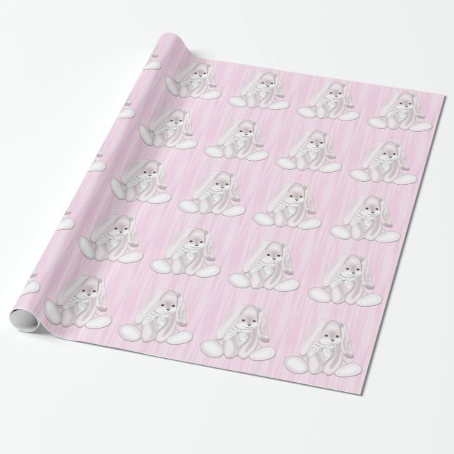 Papel De Regalo Conejo Bunny Rosa (Desenrollado)