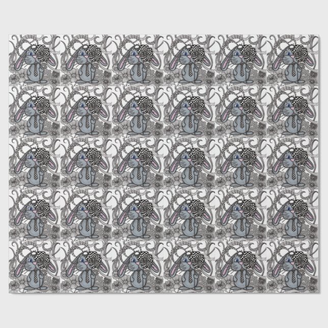 Papel De Regalo Conejo Bunny Zen Doodle Embalaje P (Superficie plana)