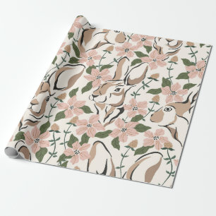 Papel De Regalo Conejo Caprichoso y Jardín Floral Rosa