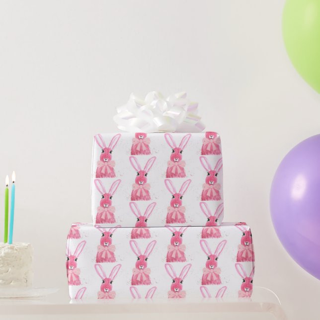 Papel De Regalo Conejo Chica Baby Shower Preppy Little Pink Bow (Regalos de fiesta)