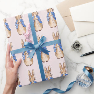 Papel De Regalo Conejo clásico con chaqueta azul