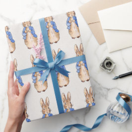 Papel De Regalo Conejo clásico con chaqueta azul