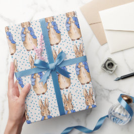 Papel De Regalo Conejo clásico con chaqueta azul
