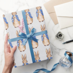 Papel De Regalo Conejo clásico con chaqueta azul