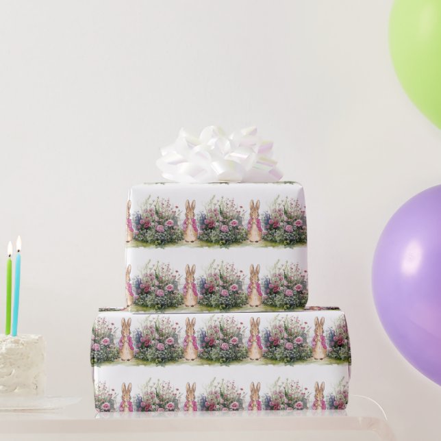 Papel De Regalo Conejo clásico con chaqueta azul (Regalos de fiesta)