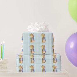 Papel De Regalo Conejo clásico con chaqueta azul Cumpleaños primer