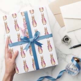 Papel De Regalo Conejo clásico con chaqueta rosa