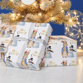 Papel De Regalo Conejo clásico con sombrero de Santa