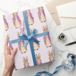 Papel De Regalo Conejo clásico que lleva una chaqueta rosa