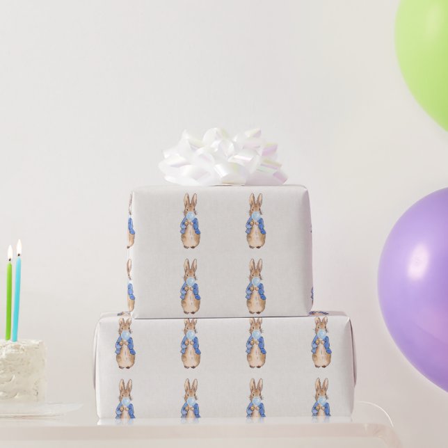 Papel De Regalo Conejo clásico soplando un chicle azul (Regalos de fiesta)