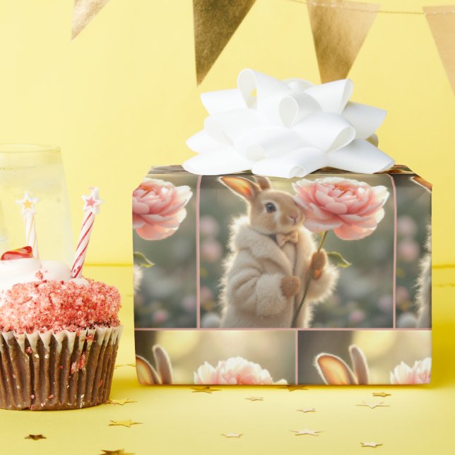 Papel De Regalo Conejo con abrigo de piel (Fiesta de cumpleaños )