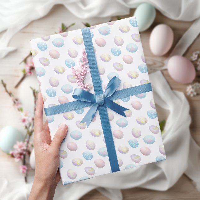 Papel De Regalo Conejo Cute Easter 01 (Easter wrapping paper with soft Easter eggs in paster colors)