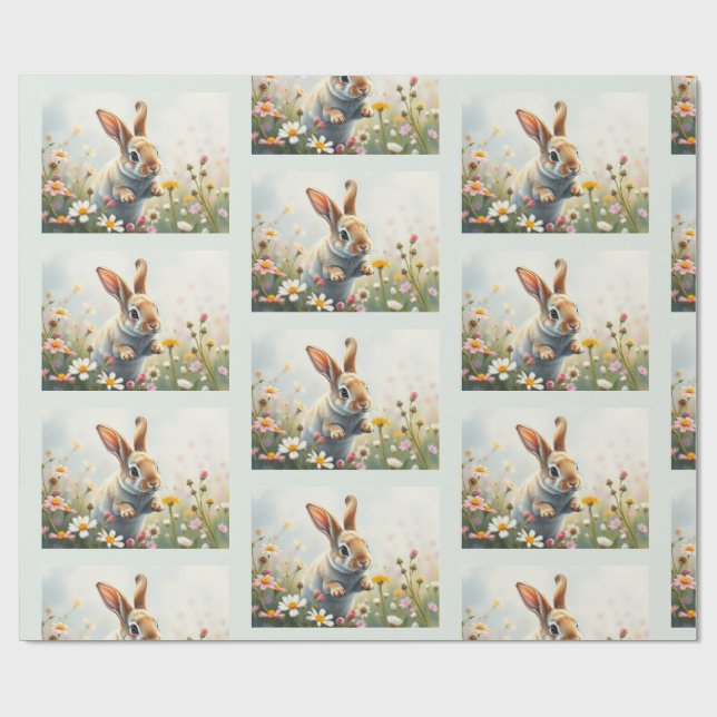 Papel De Regalo conejo de acuarela (Superficie plana)