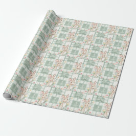 Papel De Regalo Conejo de Acuarela Dulce & Gingham de Salvia
