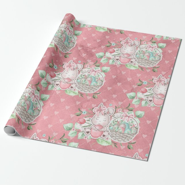 Papel De Regalo Conejo de amor de Pascua (Desenrollado)