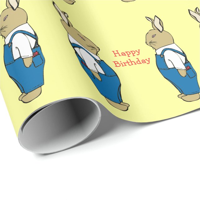 Papel De Regalo Conejo de conejito lindo en cumpleaños de los (Esquina del rollo)