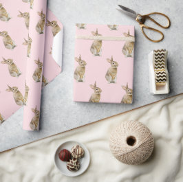 Papel De Regalo Conejo De Conejo De Pascua En Rosa