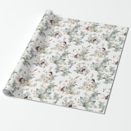 Papel De Regalo Conejo de Conejo Vintage Cuto Decoración Floral
