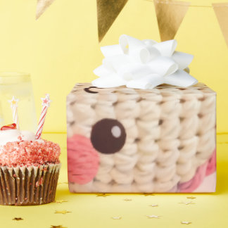 Papel De Regalo Conejo de ganchillo dulce y rosas