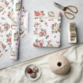 Papel De Regalo Conejo de Invierno Floral | Fiesta de Cumpleaños